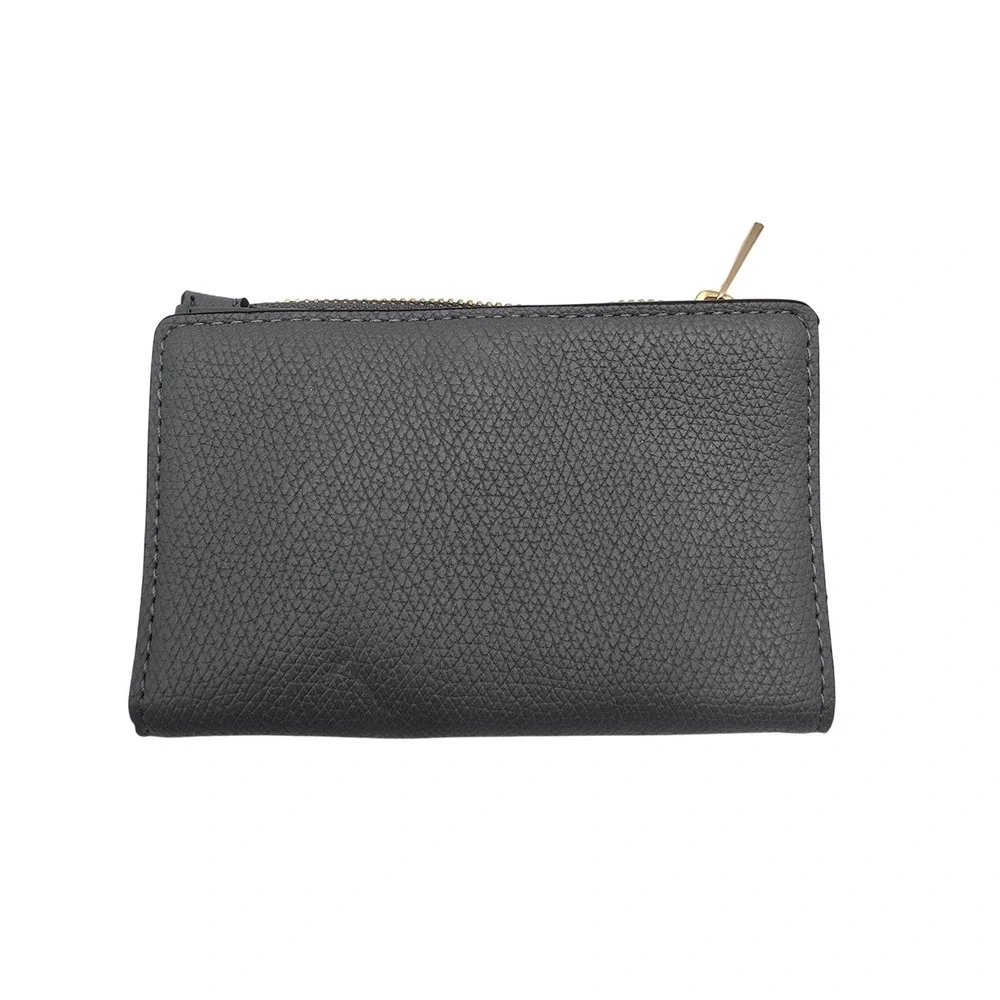 A New Day Womens Gray Textured Faux Leather Zip‎ Around Wallet Card Holder